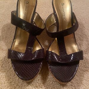 Etienne Aigner brown wedge slides